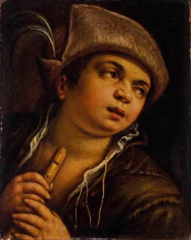 Francesco Bassano-142-Pastore con flauto - Accademia Carrara - Museo, Bergamo